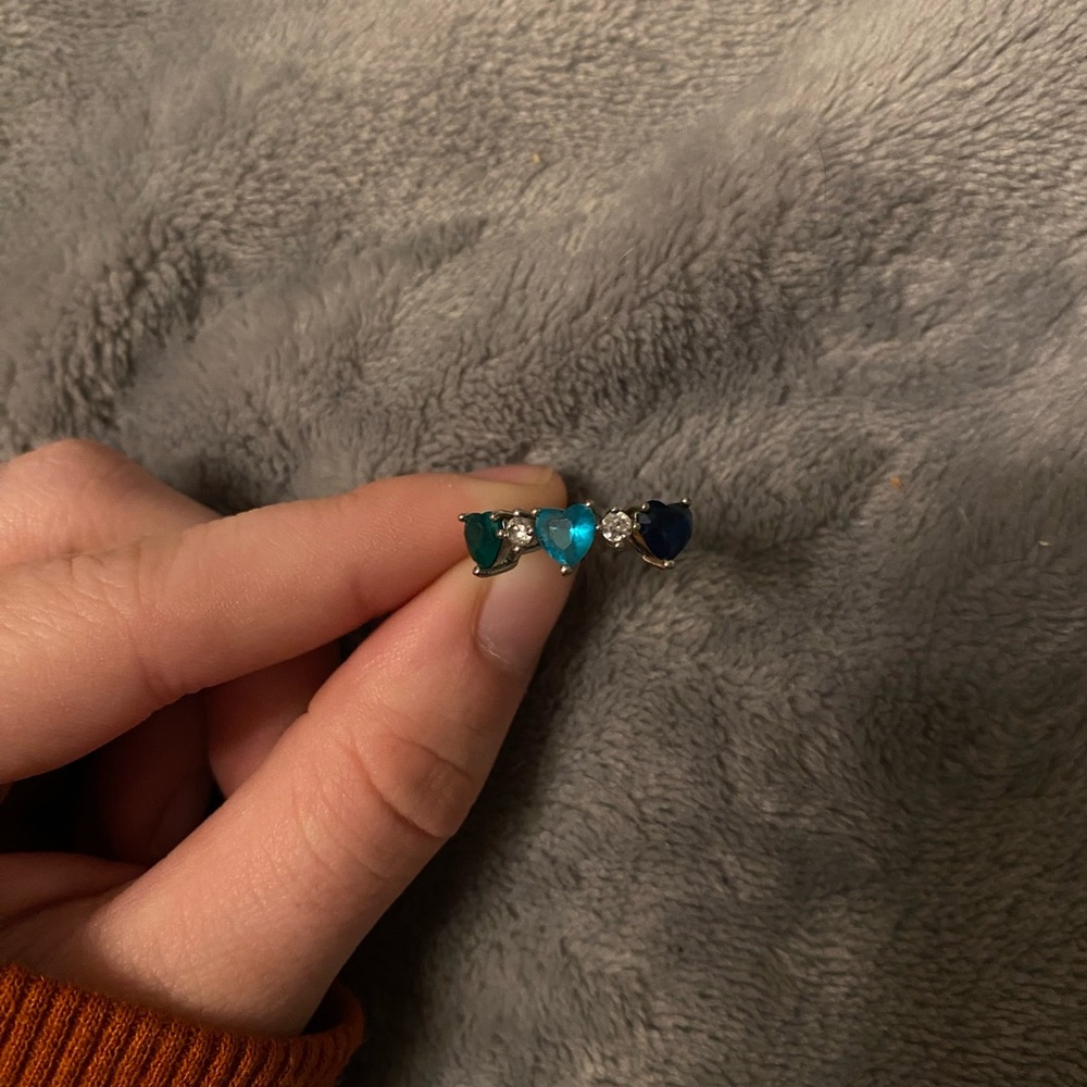 Heart-Shaped blue multicolor ring